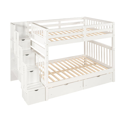 Bunk Bed With Shelves And 6 Storage Drawers