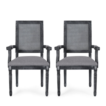 Elegant French Country Style Dining Chair With Cane Backrest