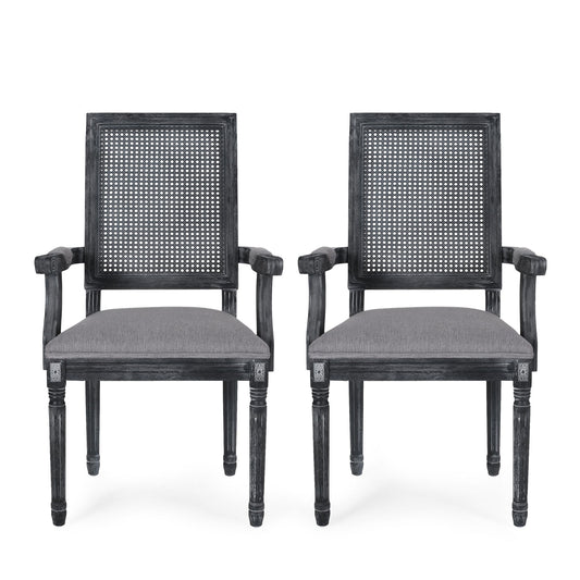 Elegant French Country Style Dining Chair With Cane Backrest