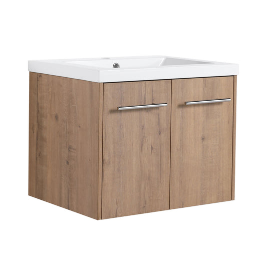 Modern Floating Bathroom Vanity With Resin Sink, Soft Close Doors