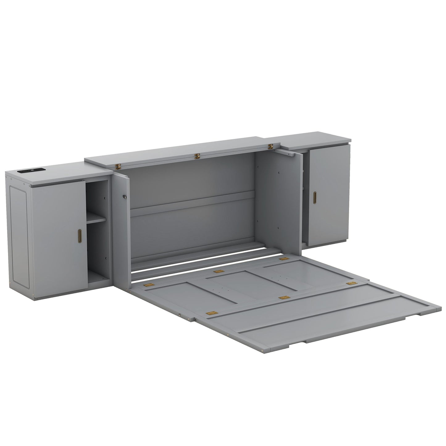 Murphy Bed With Shelves, Cabinets And USB Ports