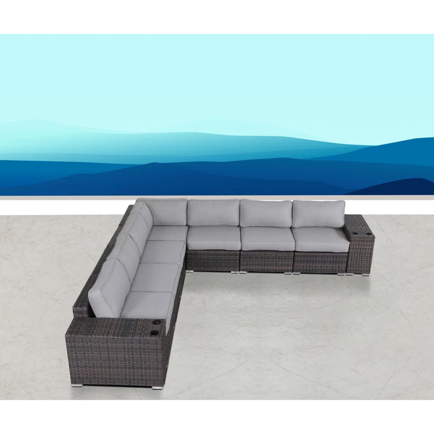 Rattan Sectional Sofa Set With Cushions