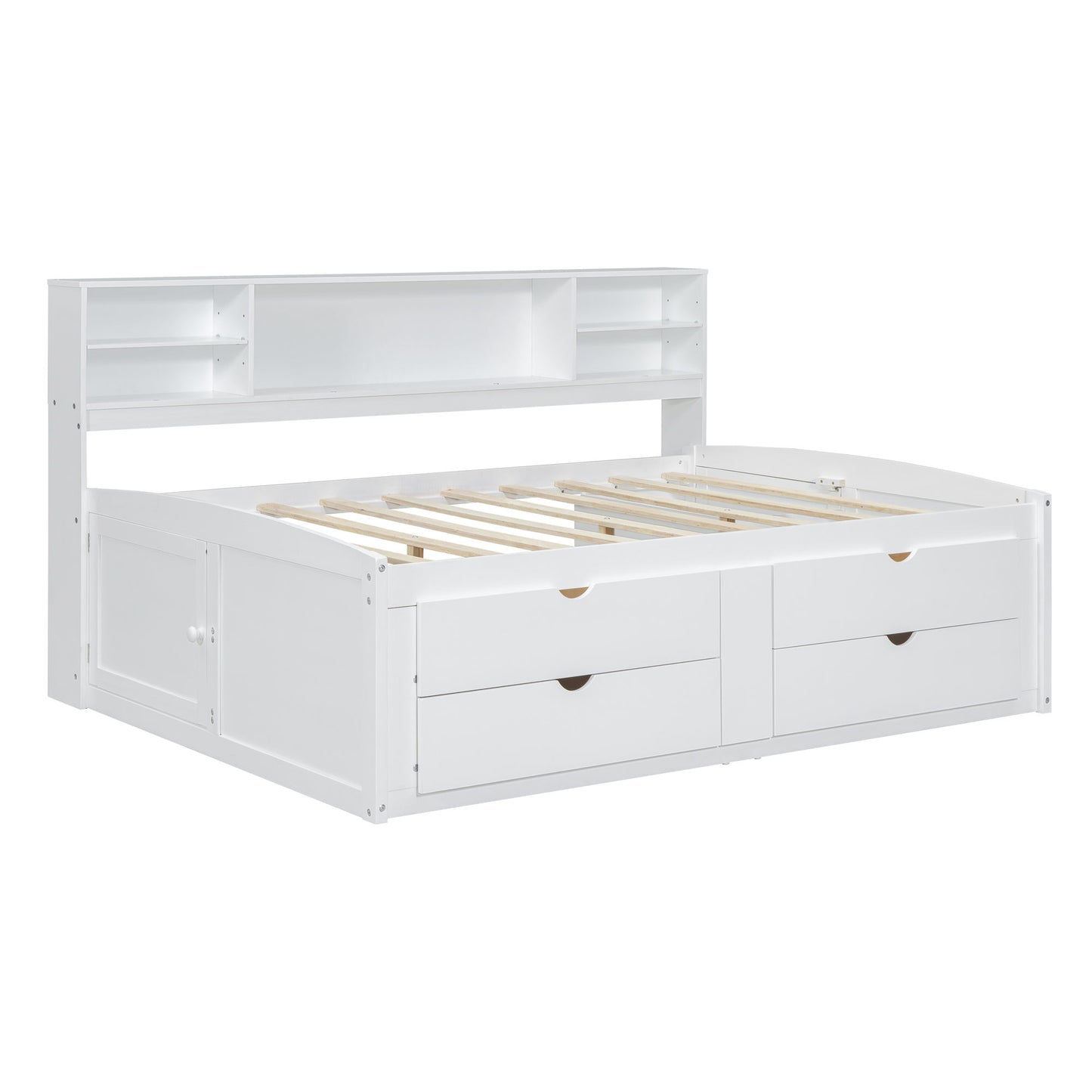 Daybed With 2 Bedside Cabinets, Upper Shelves And 4 Drawers