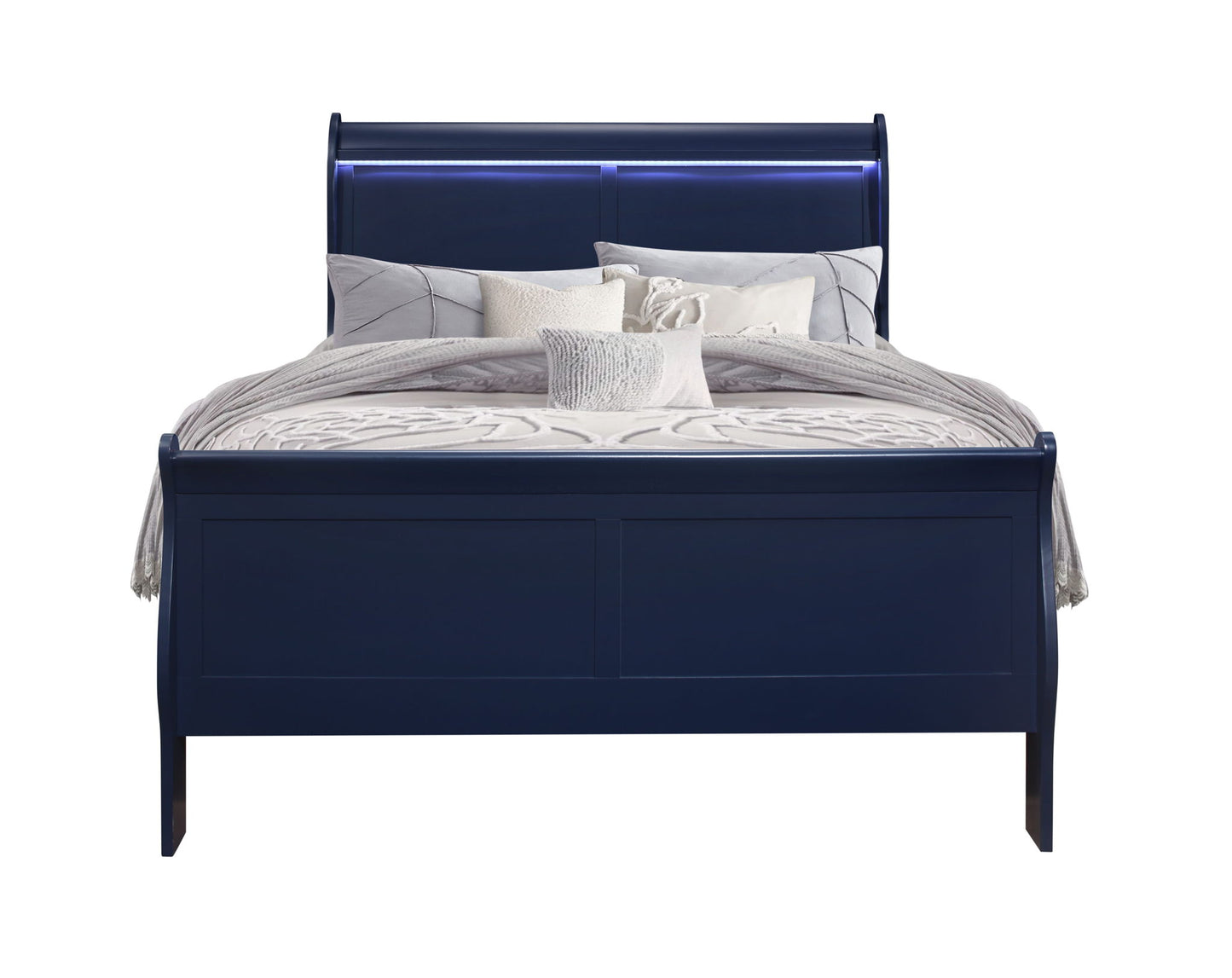 Charlston - Modern Sleigh Design Bed With LED