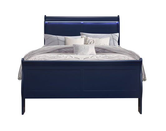 Charlston - Modern Sleigh Design Bed With LED