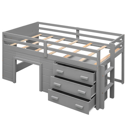 Loft Bed With Cabinet And Shelf