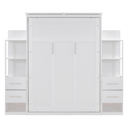 Murphy Wall Bed With Shelves, Drawers And LED Lights