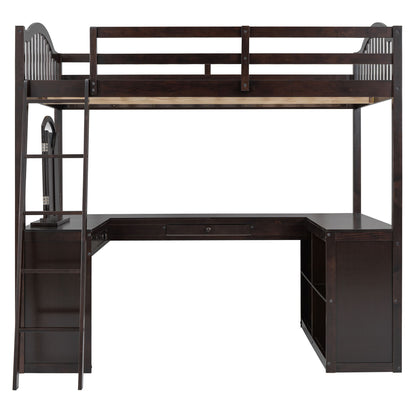 Loft Bed With Drawers, Cabinet, Shelves With Desk