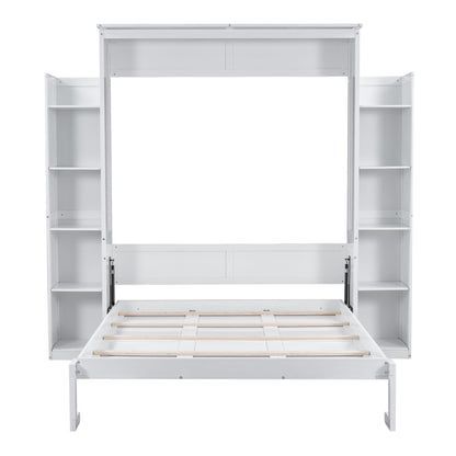 Wall Murphy Bed With Shelves And LED Lights