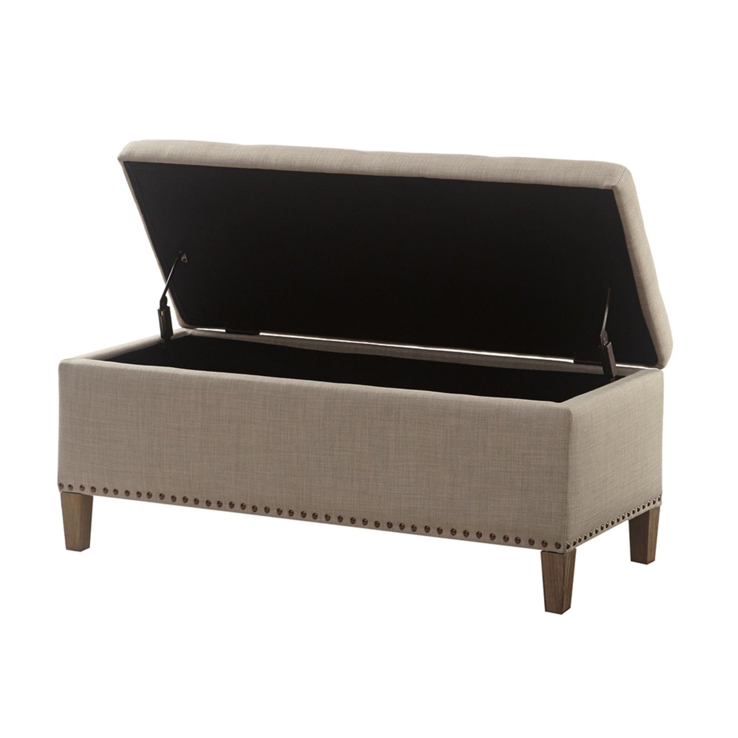 Modern Tufted Top Soft Close Storage Bench With Button Detailing - Light Gray