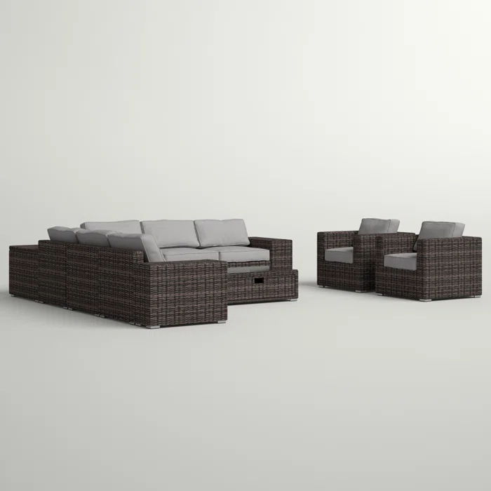 Stylish Rattan Wicker Person Seating Group With Premium Sunbrella Cushions Perfect For Outdoor Entertaining