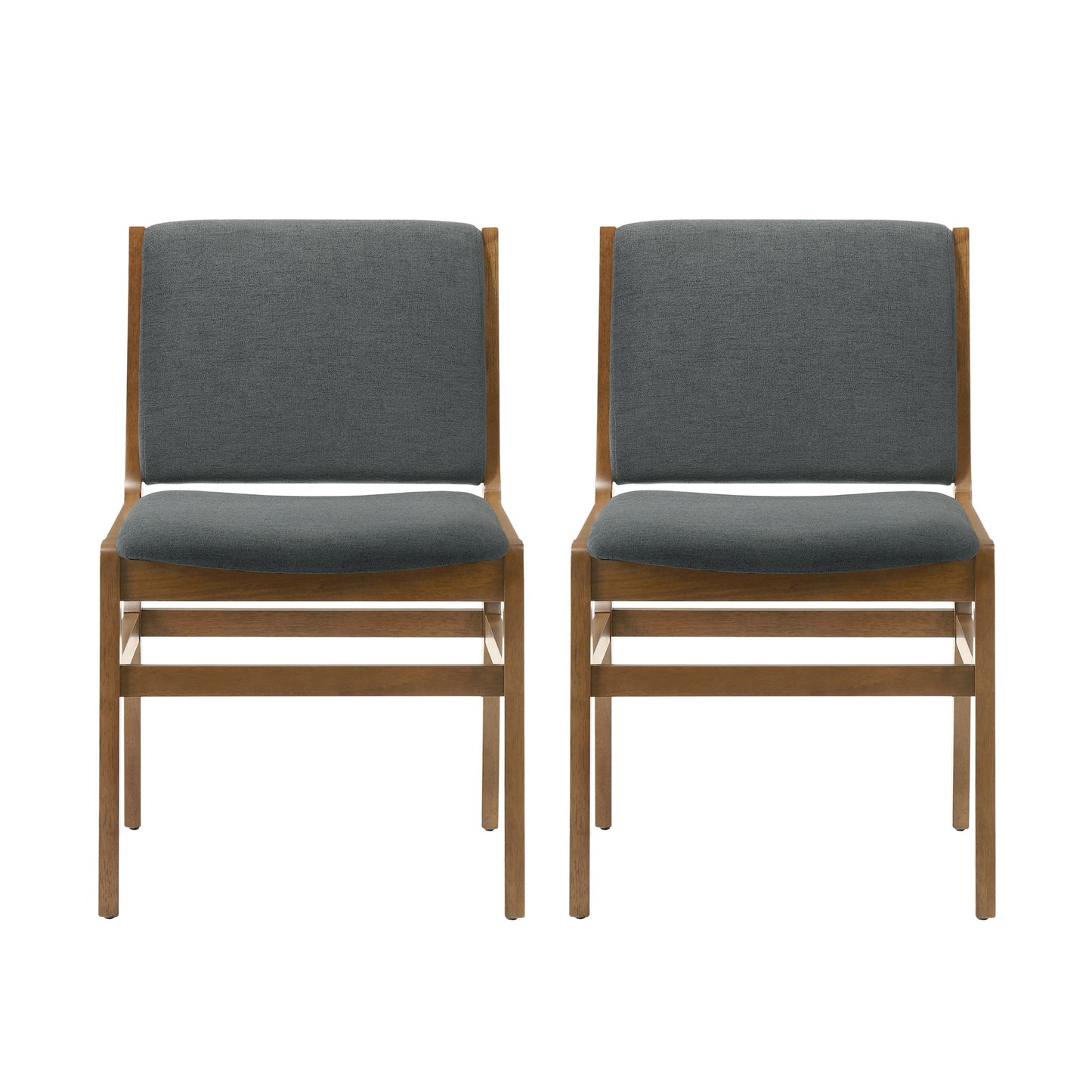 Contemporary Dining Chair Set Upholstered Fabric With Rubberwood Frame