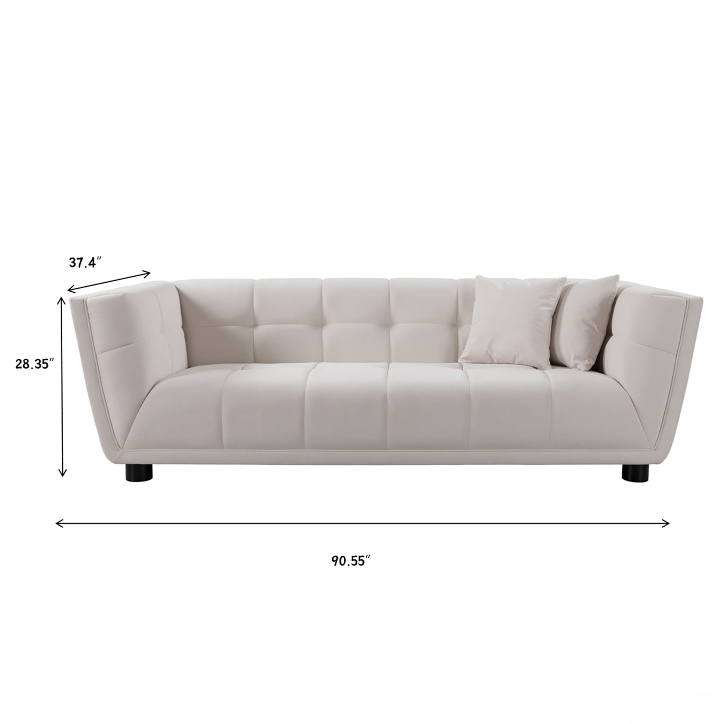 Mid-Century Modern Style Sofa With Velvet Fabric And Solid Wood Feet For 2 People