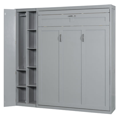Murphy Wall Bed With Shelves, Wardrobe And LED Lights