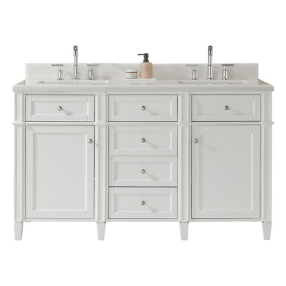Fully Assembled 60'' Freestanding Double Sinks Bathroom Vanity With Quartz Top - White