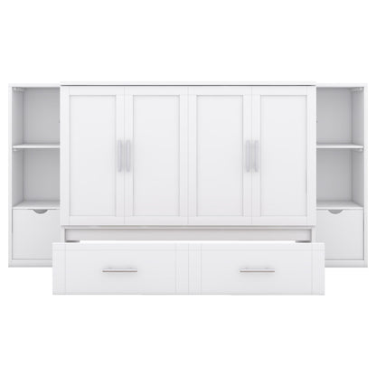 Murphy Bed With Shelves, Drawers And USB Ports