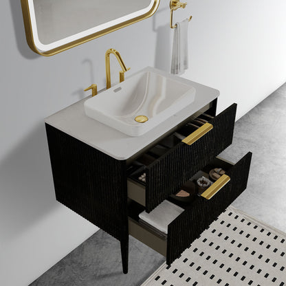 Elena - Modern Bathroom Vanity With Sink With Ample Storage, 2 Soft Close Drawers