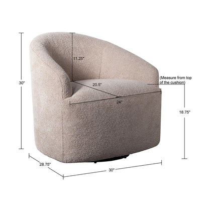 Modern Upholstered 360 Degree Swivel Chair Faux Fabric Solid Wood Frame - Beige