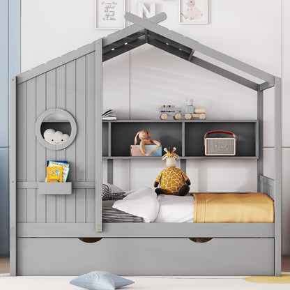 Modern Design House Bed With Storage Shelf