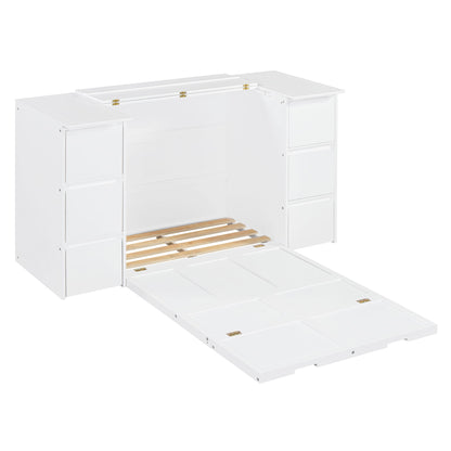 Murphy Bed With Drawers, Cabinets, And USB Ports