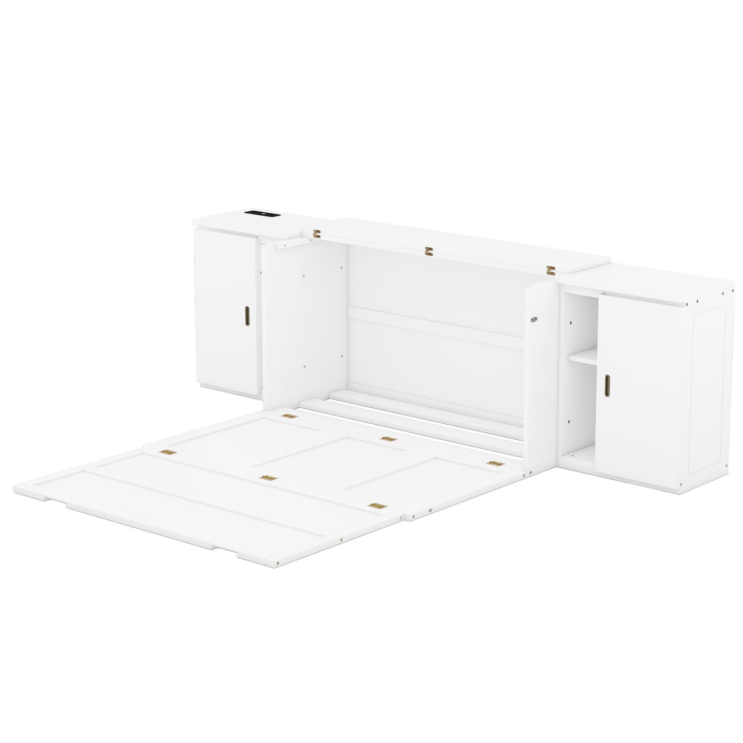 Murphy Bed With Shelves, Cabinets And USB Ports