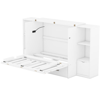 Murphy Bed With Shelves, Drawers And USB Ports