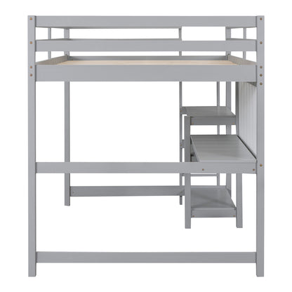 Loft Bed With Shelves, Desk And Writing Board