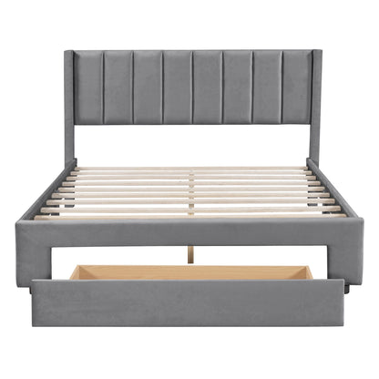 Storage Elegant Upholstered Platform Bed With Drawer