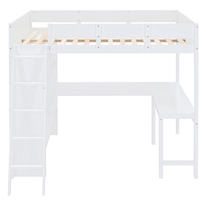 Modern Loft Bed With Desk And Shelves