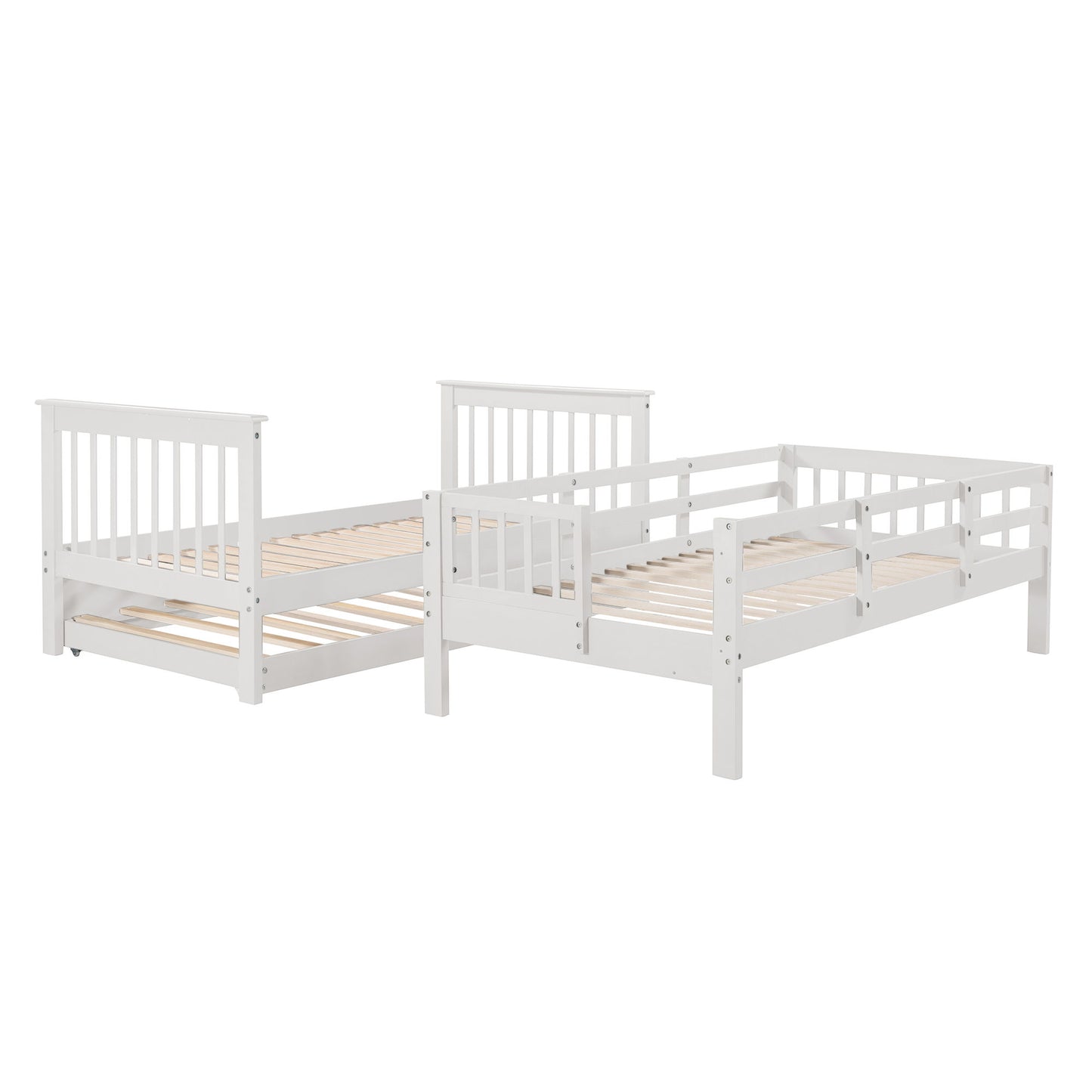 Stairway Bunk Bed With Storage And Guard Rail For Bedroom