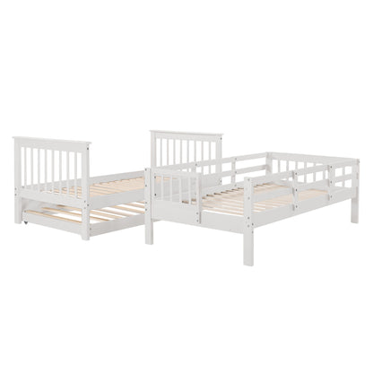 Stairway Bunk Bed With Storage And Guard Rail For Bedroom