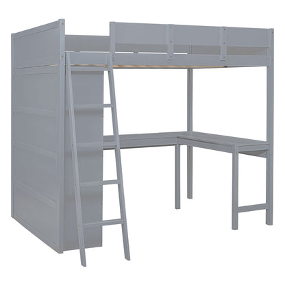 Modern Loft Bed With Desk And Shelves