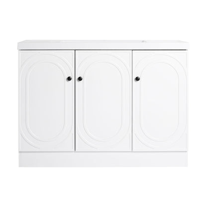 Contemporary Freestanding Bathroom Vanity With Resin Sink & Soft-Close Cabinet Doors