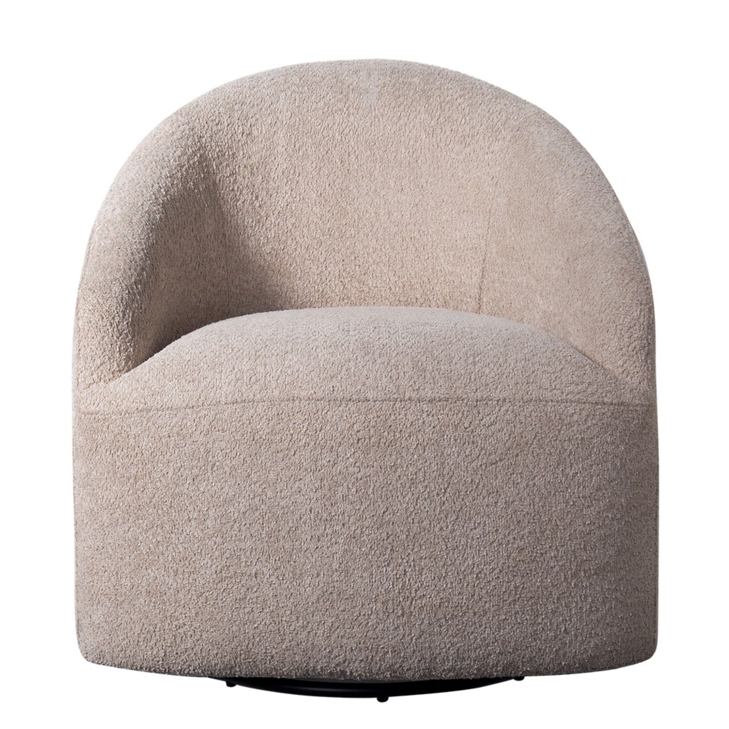 Modern Upholstered 360 Degree Swivel Chair Faux Fabric Solid Wood Frame - Beige