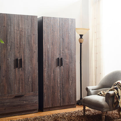 Willow 2 Door Wood Closet With Shelf Storage Function - Gray